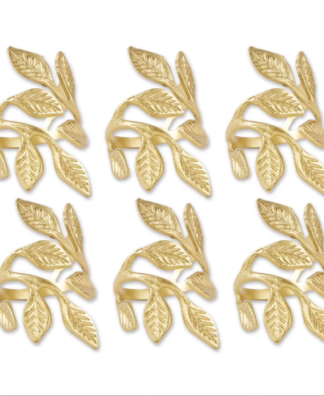 Design Imports Brass Napkin Ring, Set of 6 - Gold Vine