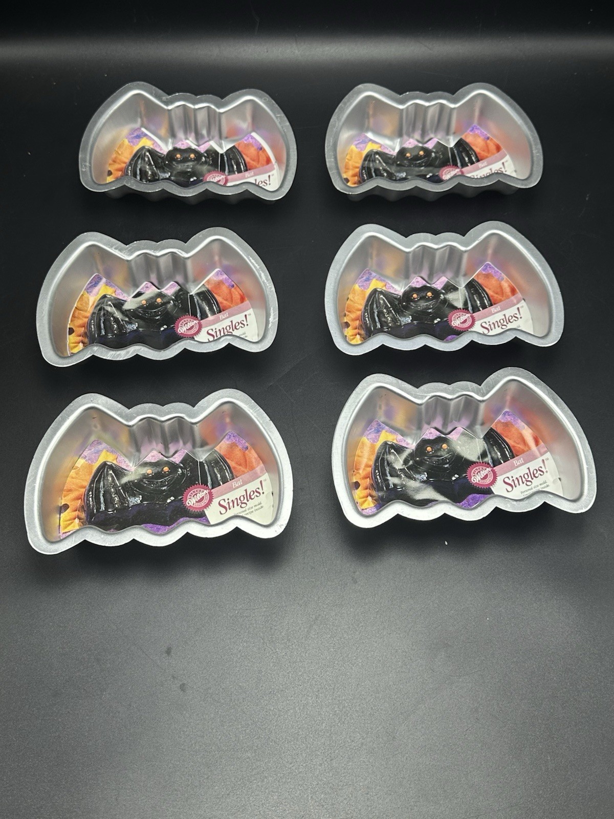 Wilton Halloween Singles Individual Bat Cake Pans NEW: Cake, Brownie, Jello Six