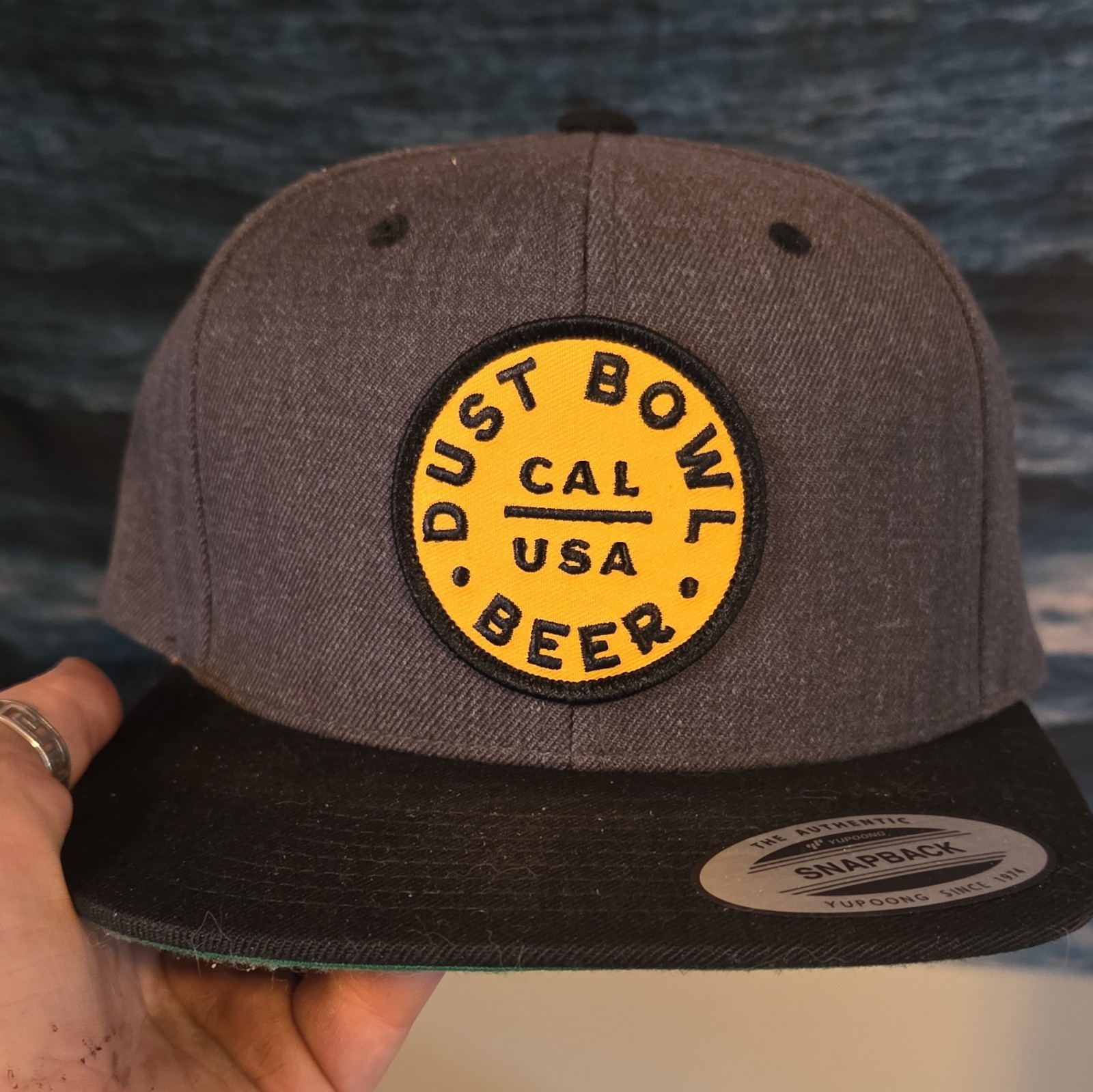 Dust Bowl Beer Snapback Hat Cap Gray/Black Flat Brim Breweriana
