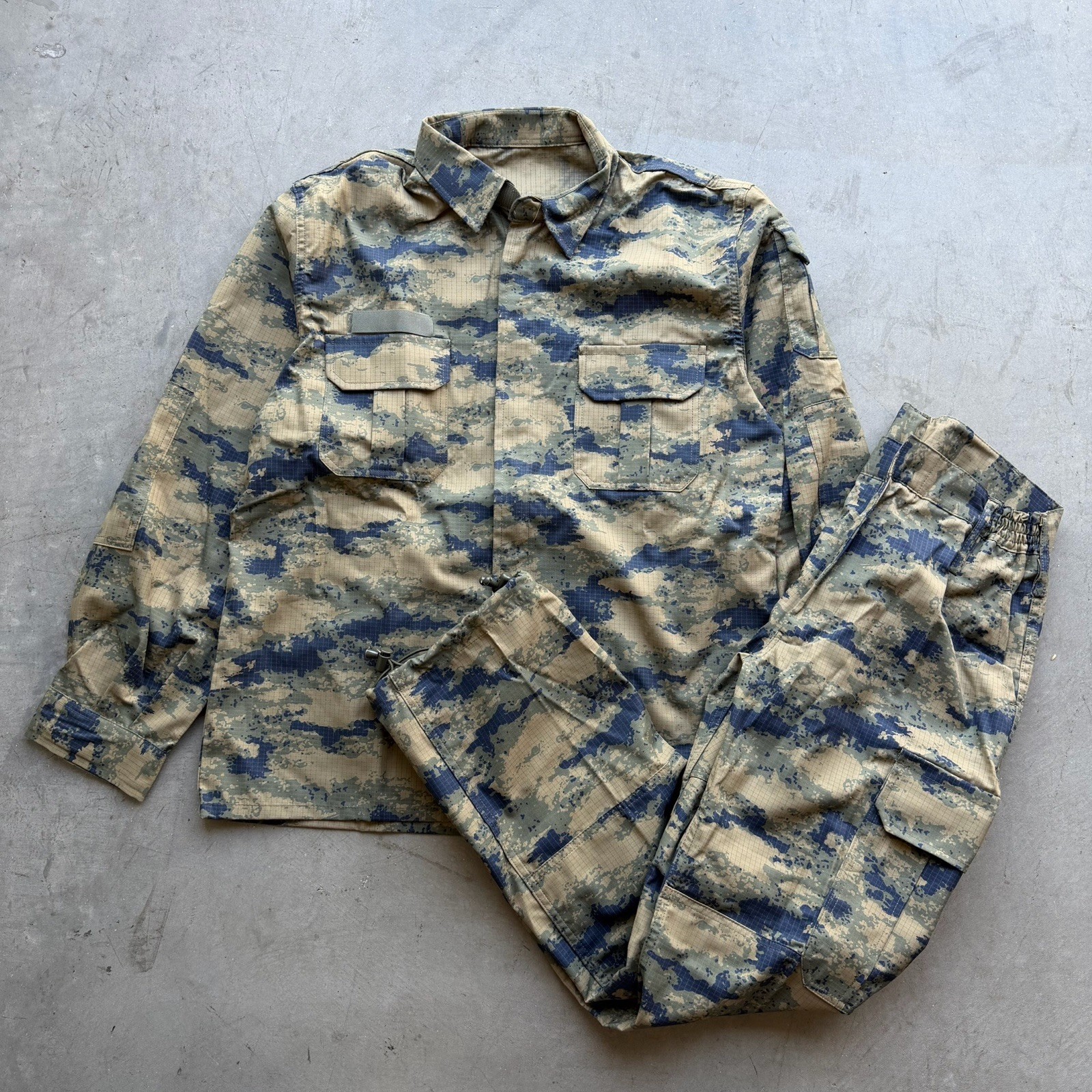 Turkish Army Tactical 2012 Blue Digital Camo Field Jacket Pants Set Ripstop Turkish Army Tactical 2012 Blue Digital Camo Field Jacket Pants Set Ripstop