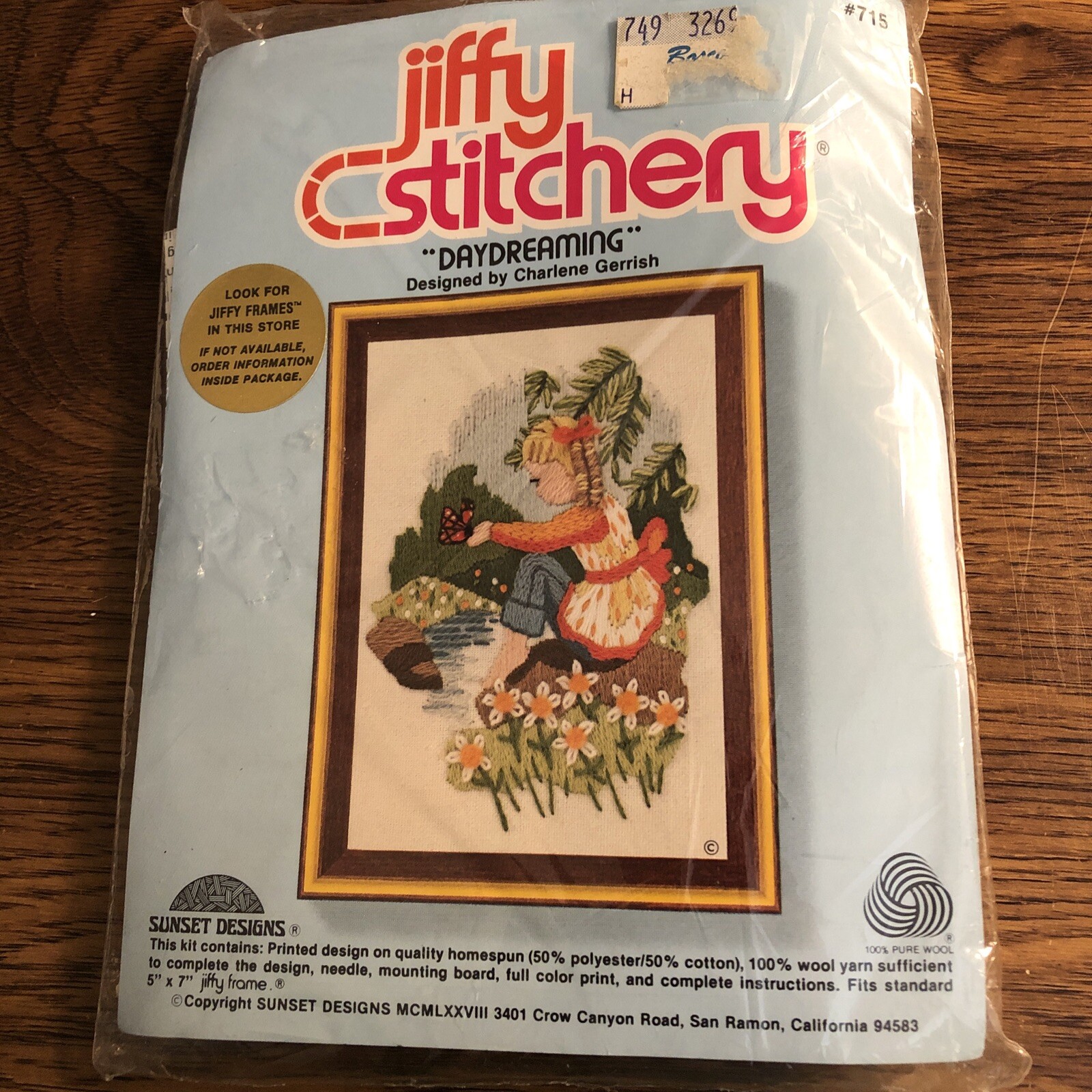 NEW NOS NIP Vintage Jiffy Stitchery Kit Daydreaming 1978  #715 Charlene Gerrish