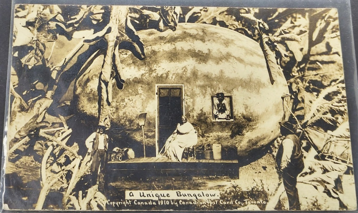 Tall Tale ~ Exaggerated Watermelon ~ A Unique Bungalow ~ 1910 RPPC