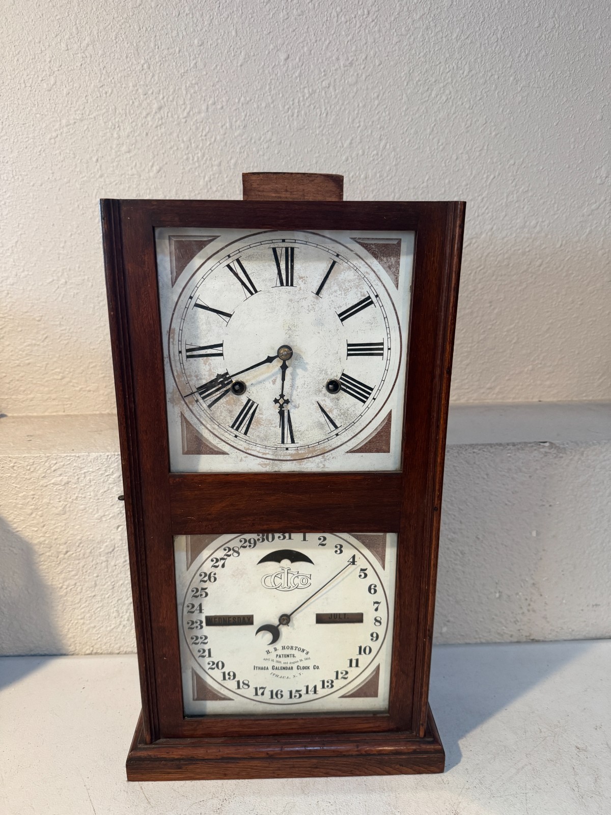 Antique C. 1870 H.B. Horton Patent Ithaca Calendar Clock Untested