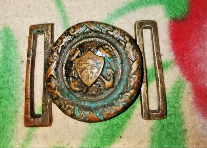 RARE FULGENCIO BATISTA NAVY ARMY BELT BUCKLE REPUBLIC ARMS SHIELD 1940s