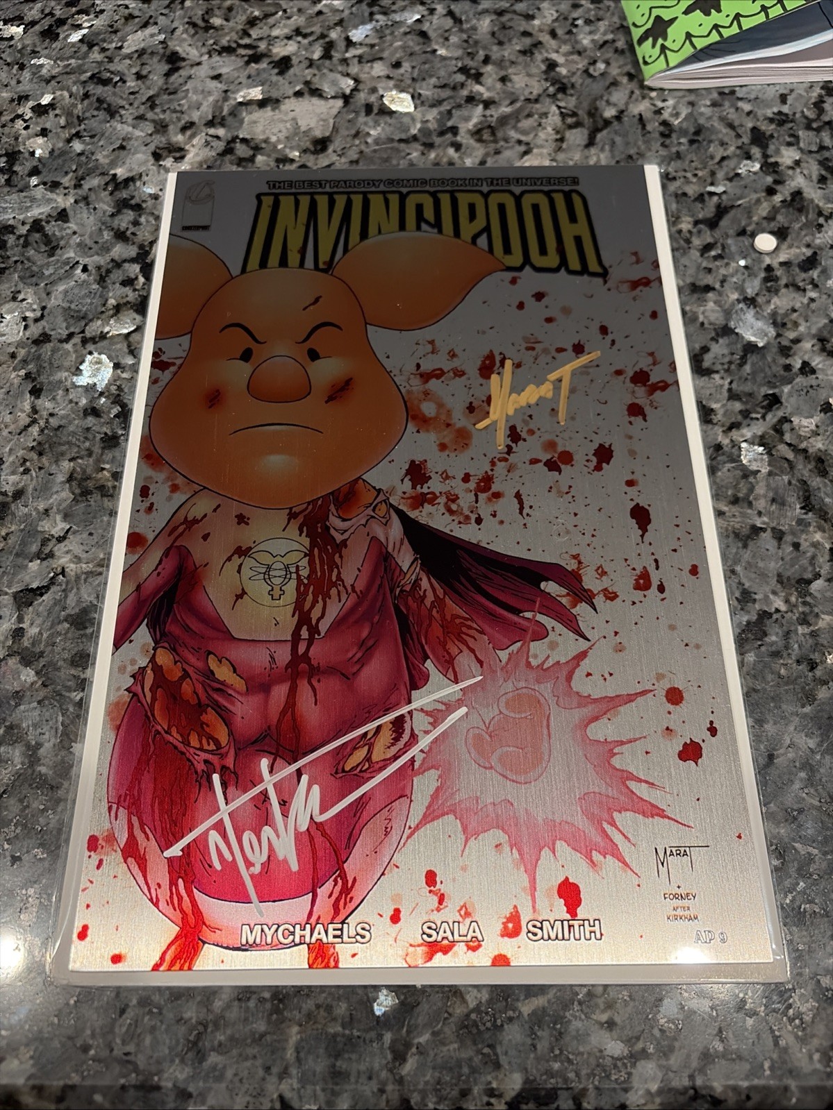 Do You Pooh Invincipooh Piglet Battle Damaged METAL *FOIL* Signed X2 ARTISTPROOF Do You Pooh Invincipooh Piglet Battle Damaged METAL *FOIL* Signed X2 ARTISTPROOF