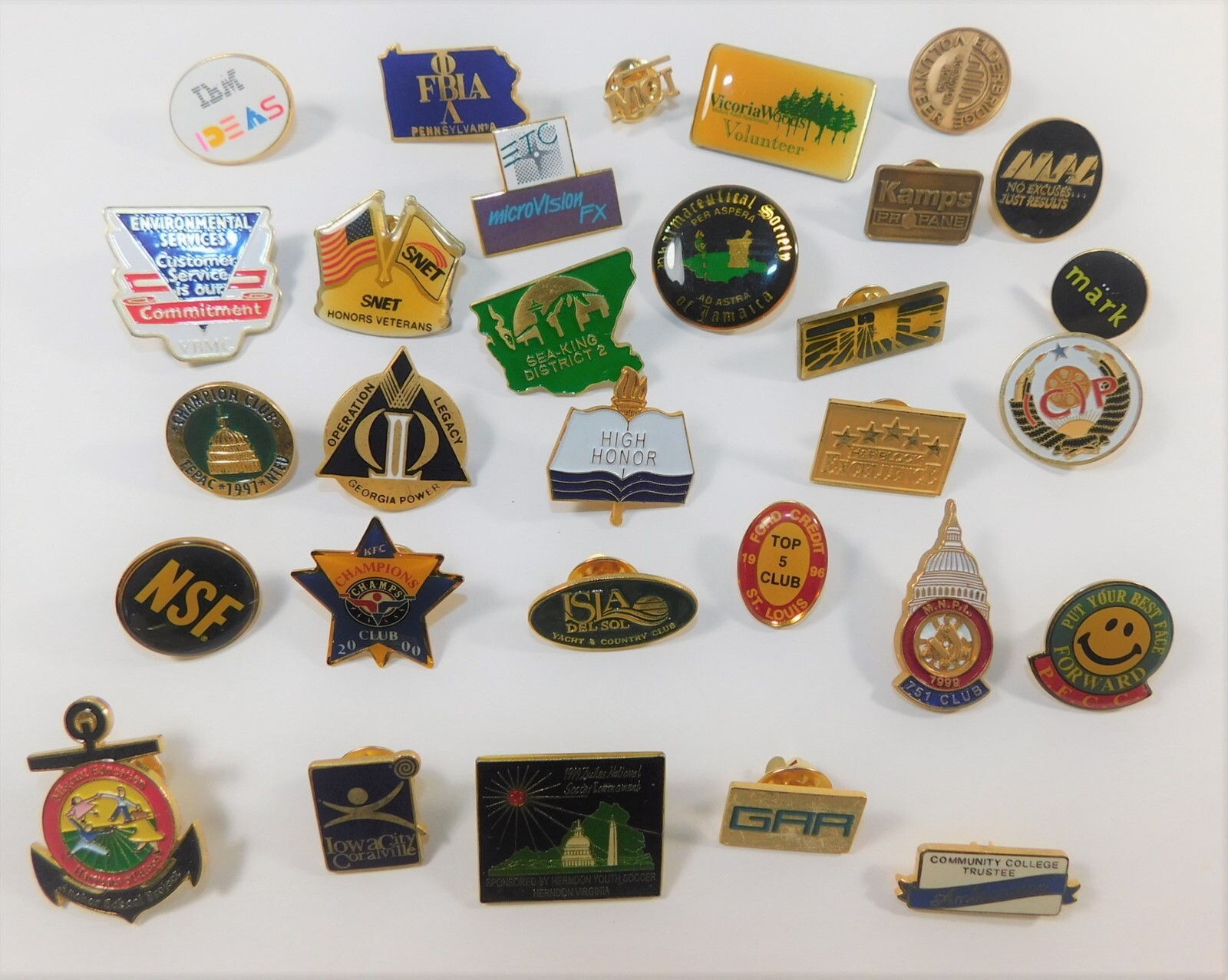 Mixed Lot of 30 Vintage Companies and Originations Lapel / Cap Pins
