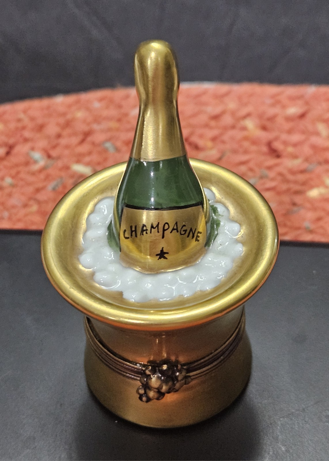 Limoges France Peint Main Champagne Ice Bucket Porcelain Trinket Box Gold VTG Limoges France Peint Main Champagne Ice Bucket Porcelain Trinket Box Gold VTG