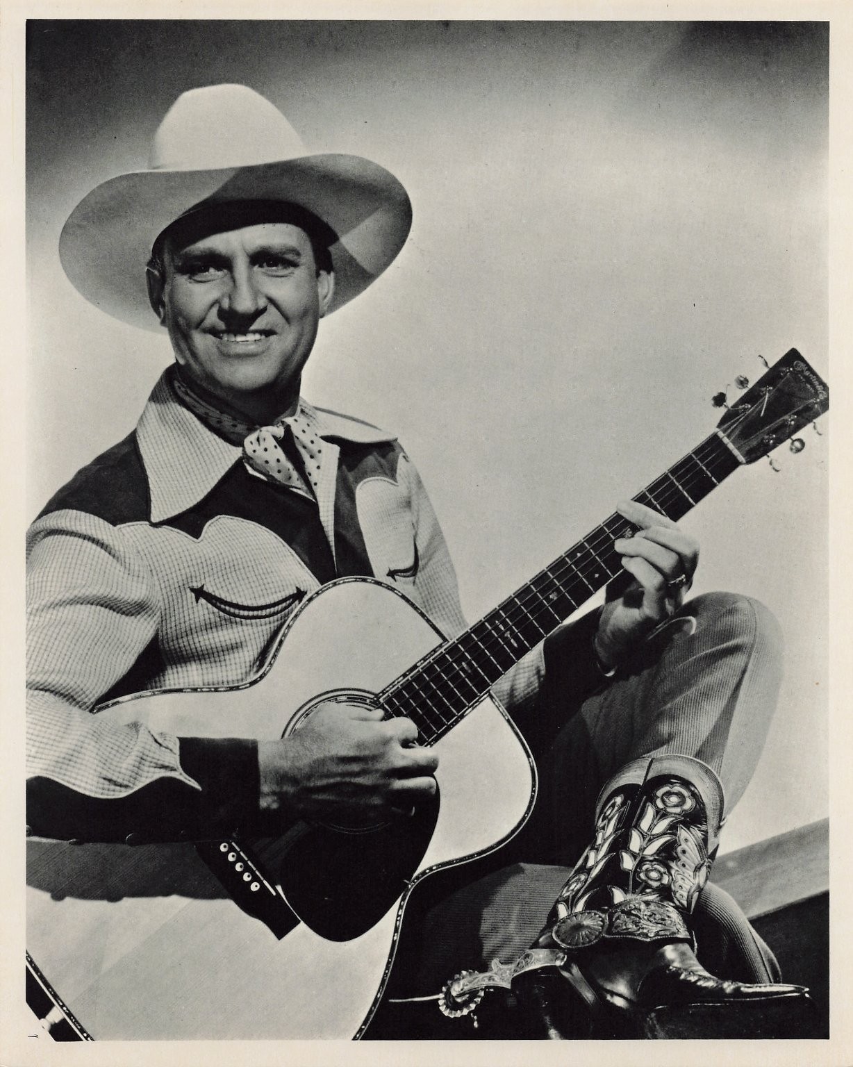 Gene Autry Cowboy Singer Guitar 8x10 Print Mid-Century Western Music Photo