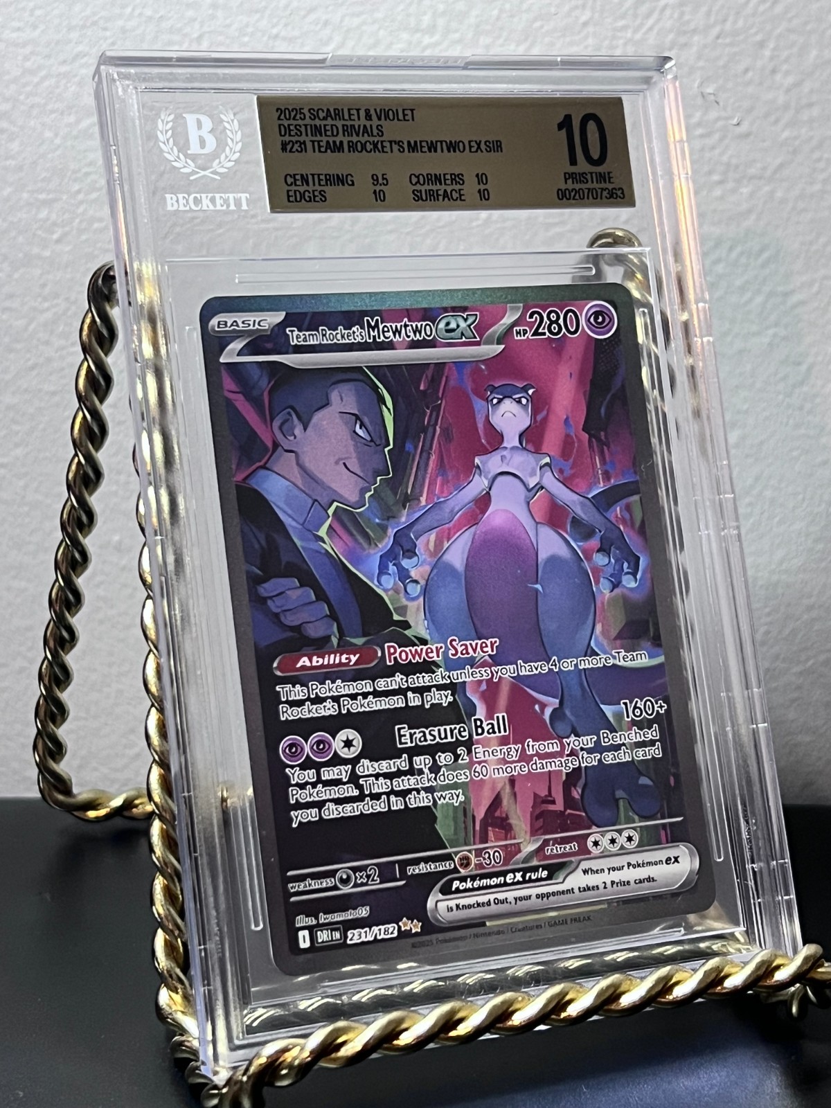 ⭐️ BGS 10 Pristine Team Rocket’s Mewtwo ex 231/182 Destined Rivals SIR ⭐️ 