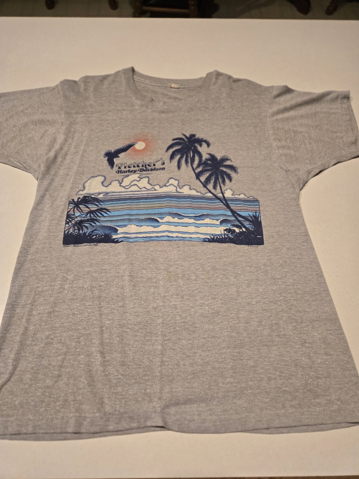 Men's 1980's Vintage Harley Davidson Grey T-shirt Size XL