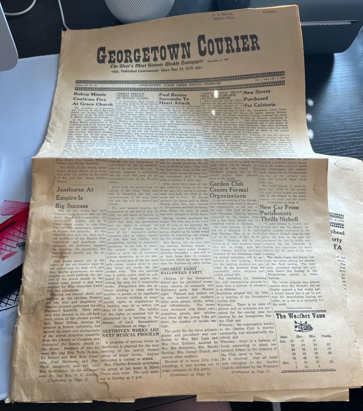 Georgetown Courier November 3, 1955 - USED - 