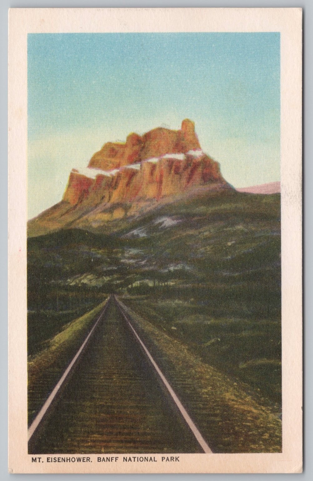 Vintage MT. EISENHOWER Banff National Park Railway Postcard Byron Harmon UNP
