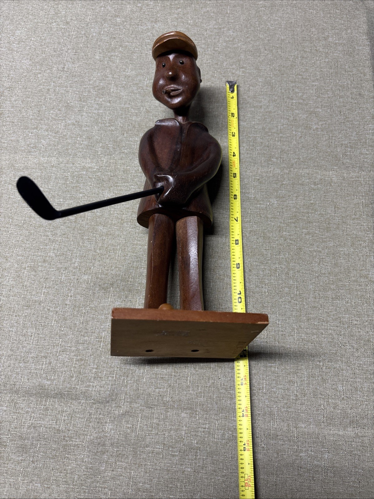 VTG Hand Carved Wooden Golfer Statue Made in Italy 