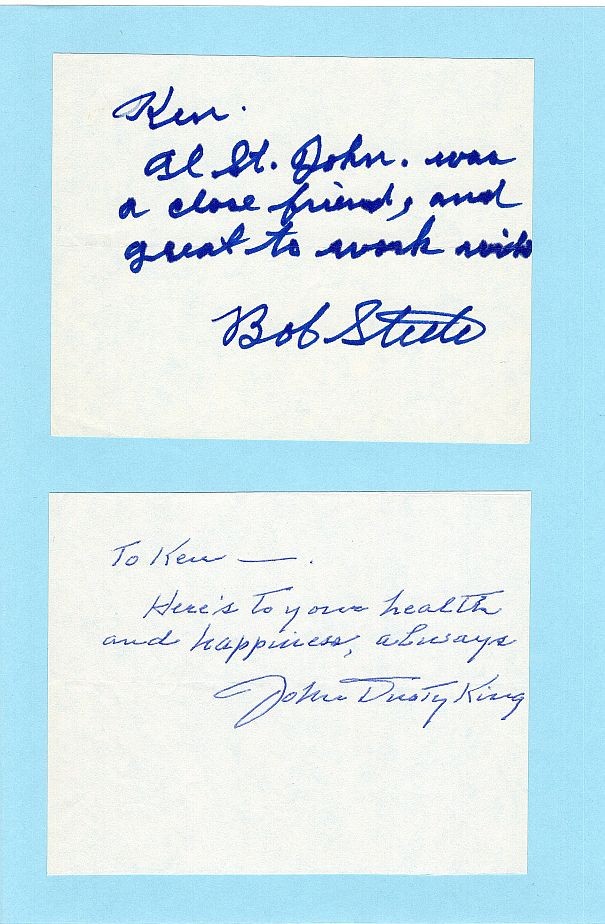 BOB STEELE (on AL ST. JOHN) & JOHN DUSTY KING signed note letters, cowboy stars
