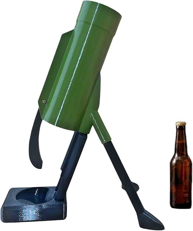 Novelty Beer Bottle Opener, Green, Cannon-Shaped Design, Fun Tabletop Bar Access