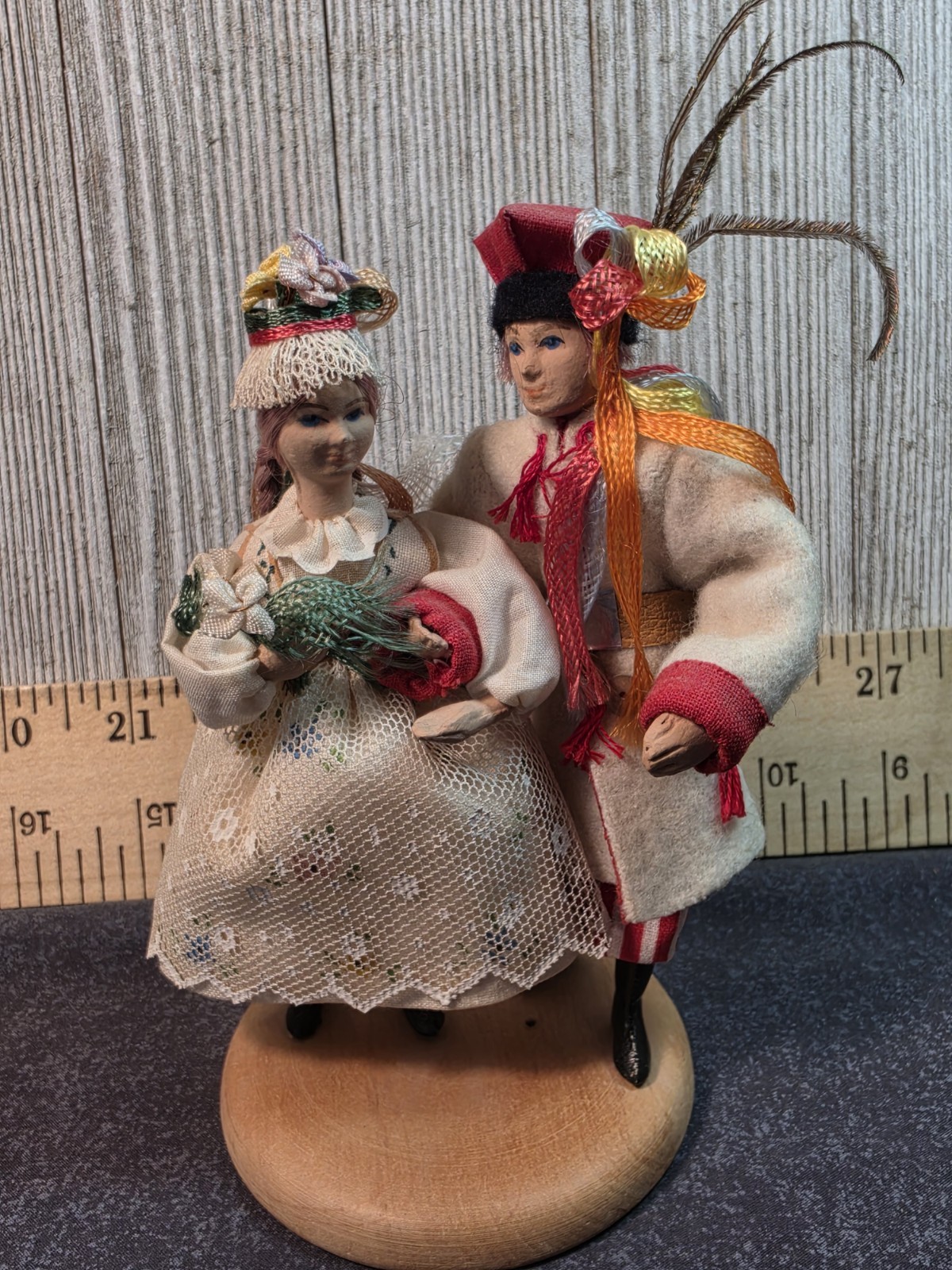 Vintage Polish Folk Art Wedding/Dancing Couple Figure 5.50” Handmade Poland Vintage Polish Folk Art Wedding/Dancing Couple Figure 5.50” Handmade Poland