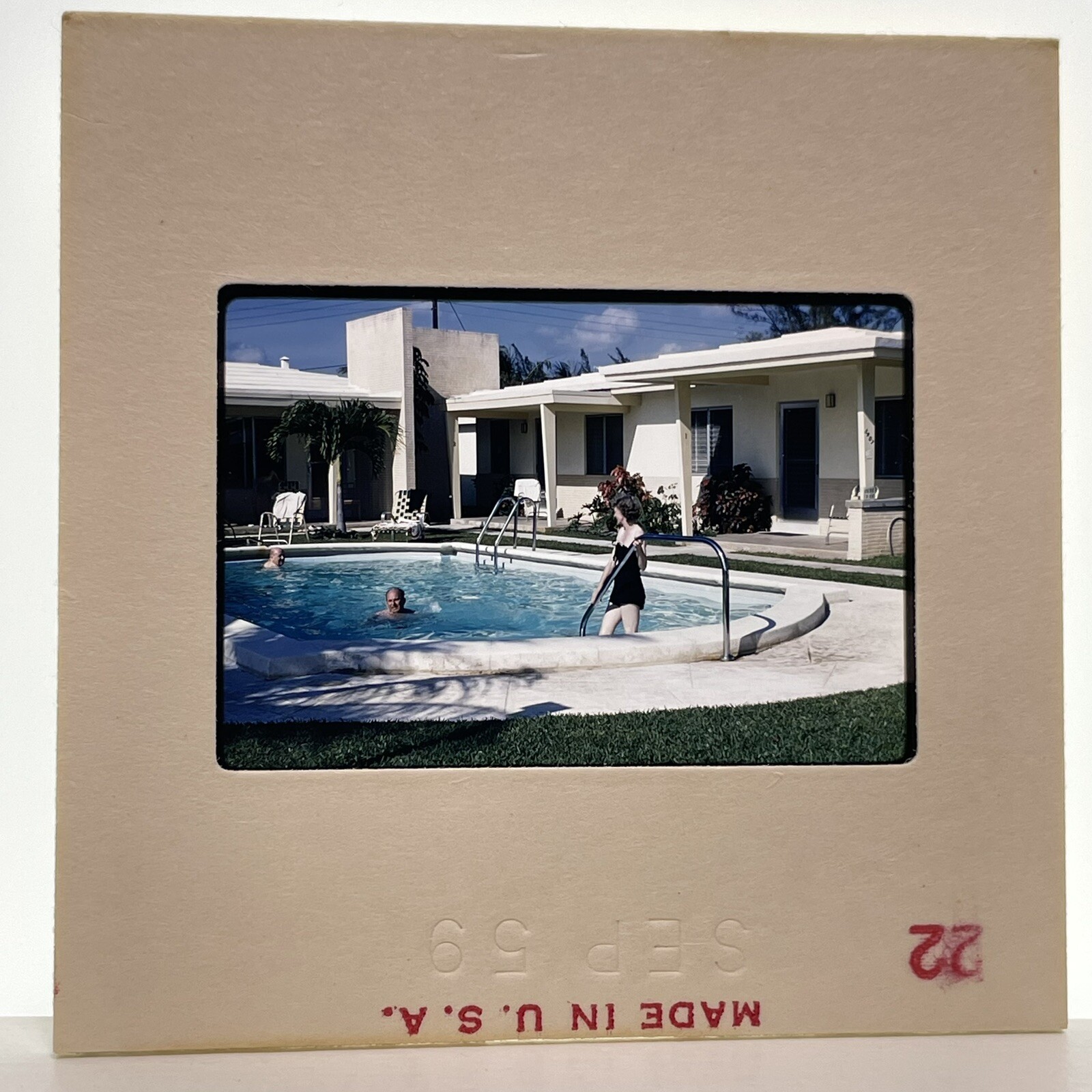 35mm Slide Vintage 50s Friends Gathered At Public Swimming Pool #1 35mm Slide Vintage 50s Friends Gathered At Public Swimming Pool #1