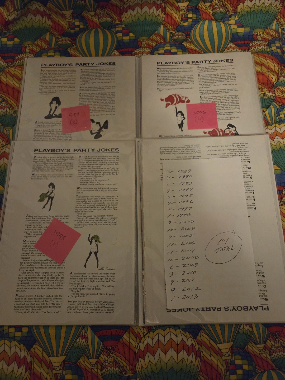 Playboy Centerfold Only Lot of (101) No Duplicates ~ 