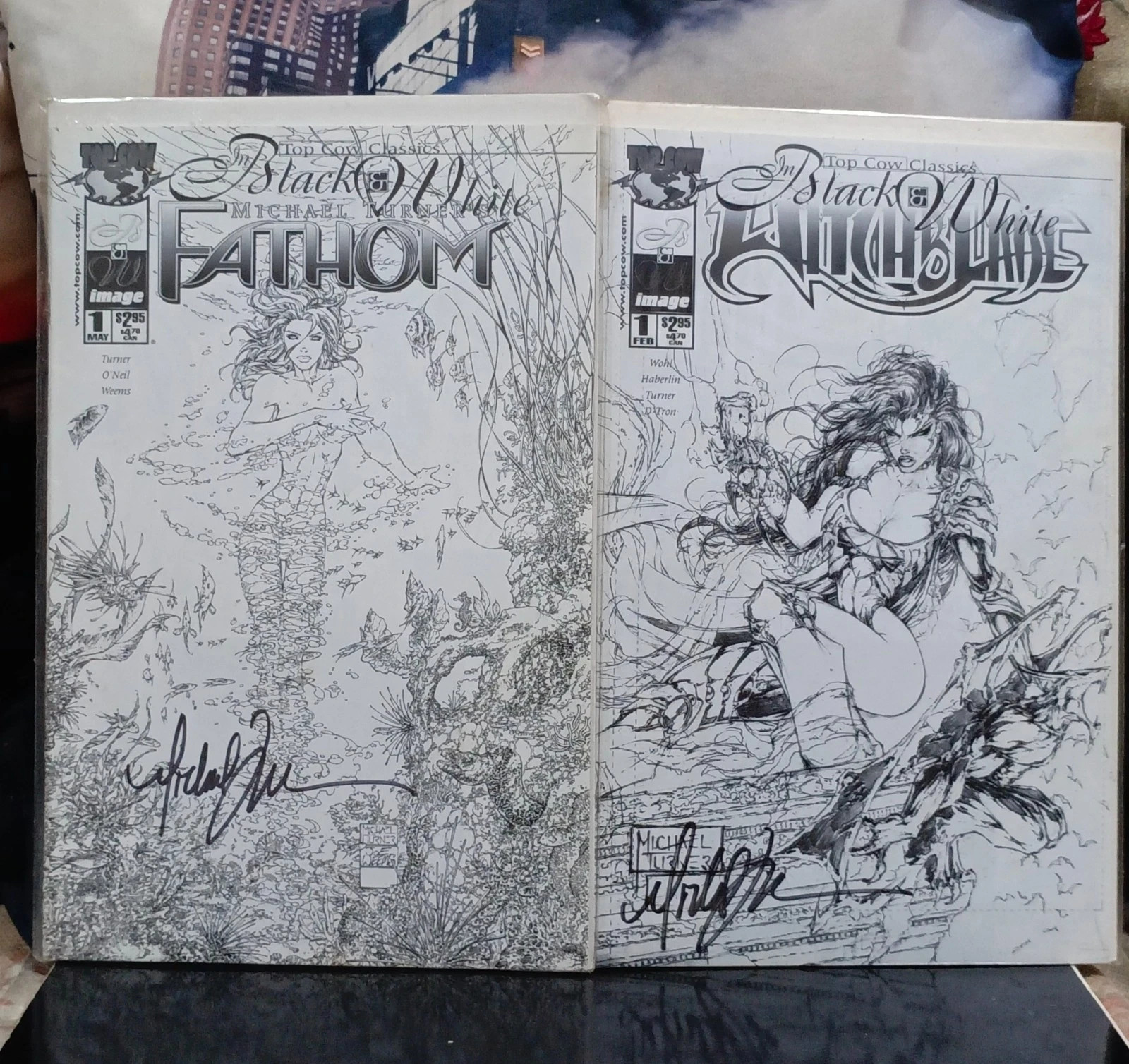 FATHOM #1 Black & White comic and WITCHBLADE #1,All SIGNED by Michael Turner RIP FATHOM #1 Black & White comic and WITCHBLADE #1,All SIGNED by Michael Turner RIP
