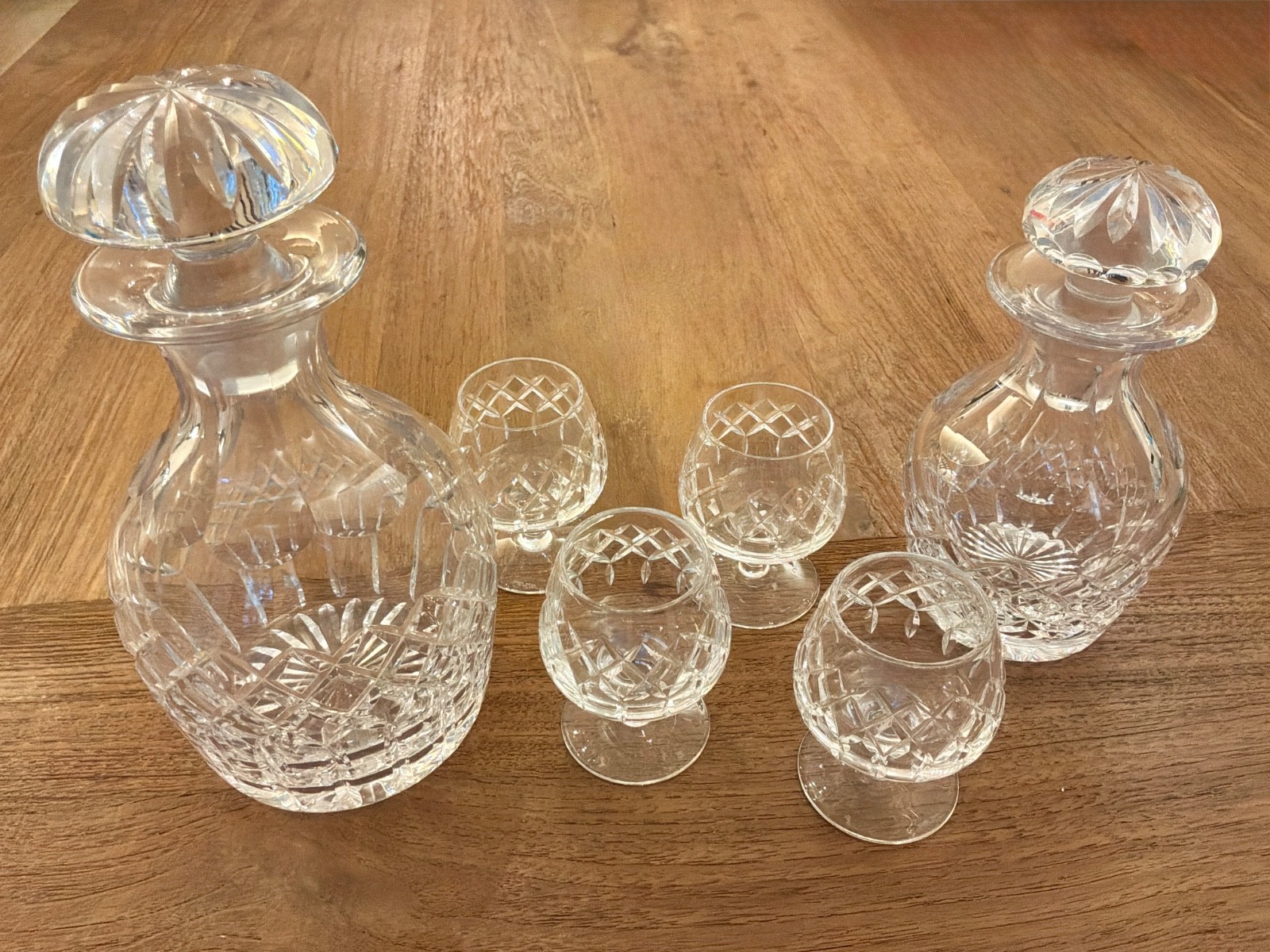 Vintage Cartier Tudor Crystal 2 Decanter Set With 4 Snifters