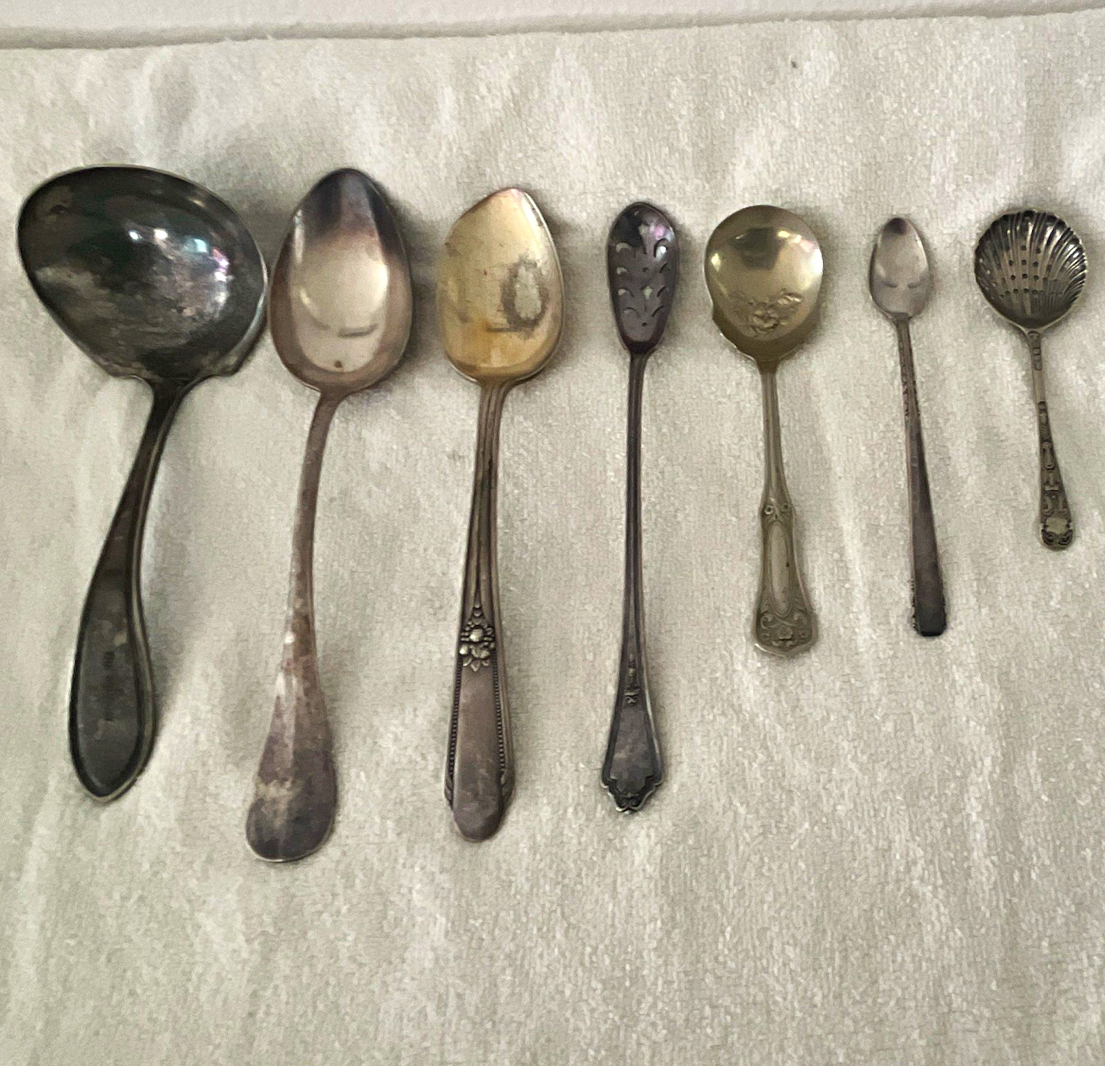 Assorted Vintage Antique Metal Spoons Lot of 7, Mixed