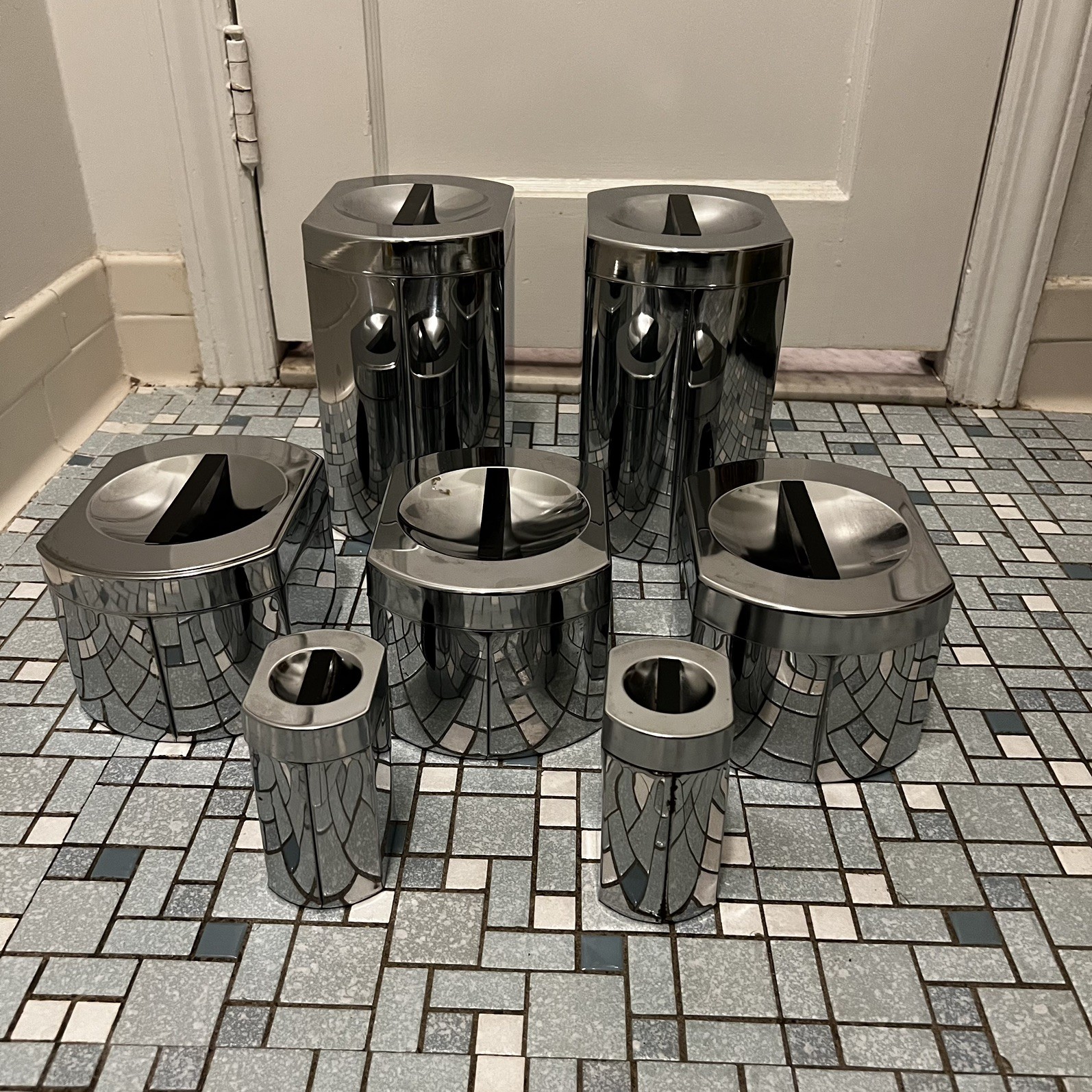 KROMEX MCM CHROME KITCHEN CANISTER SET STACKING