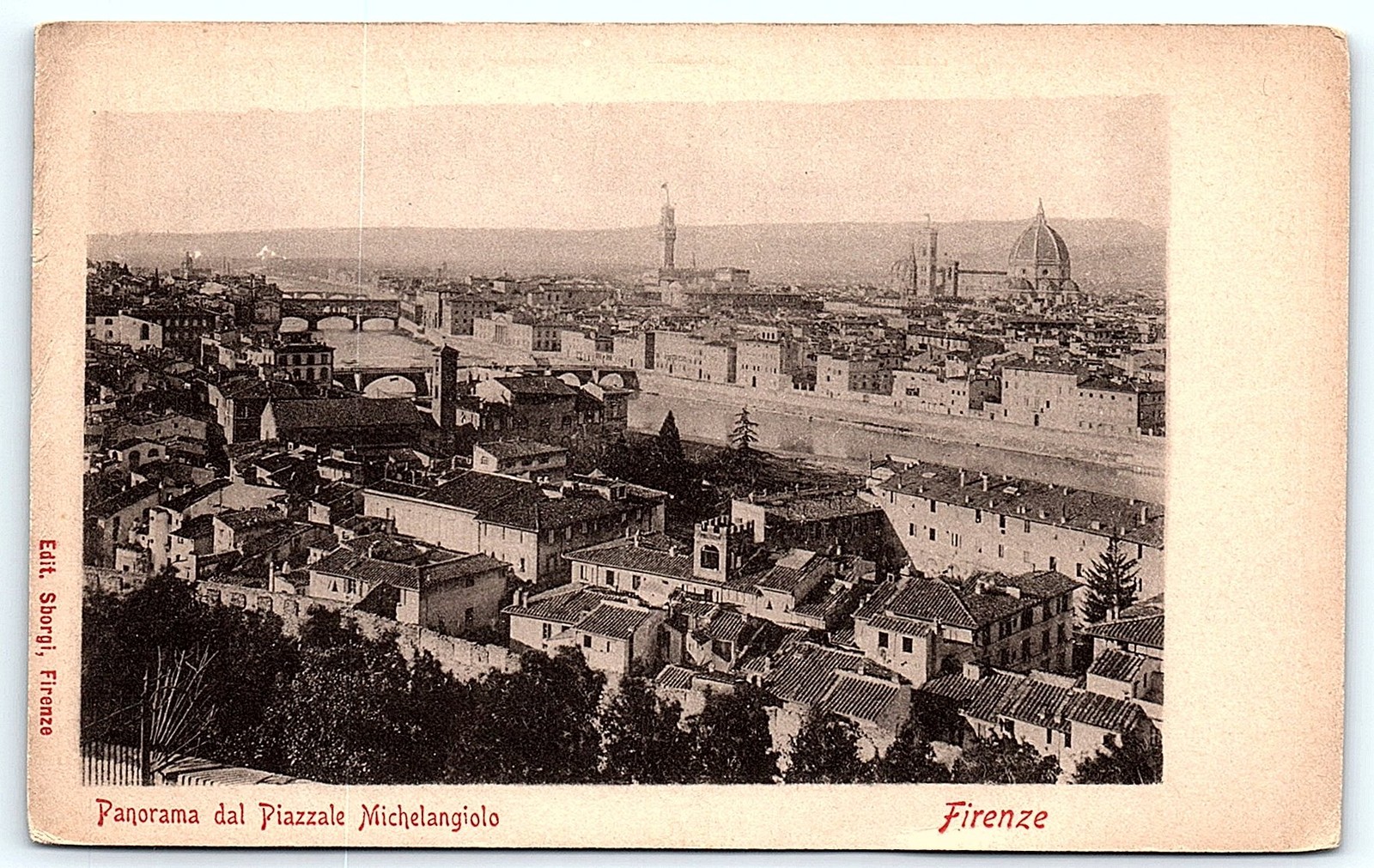 Vintage Florence Italy Piazzale Michelangelo Panorama postca
