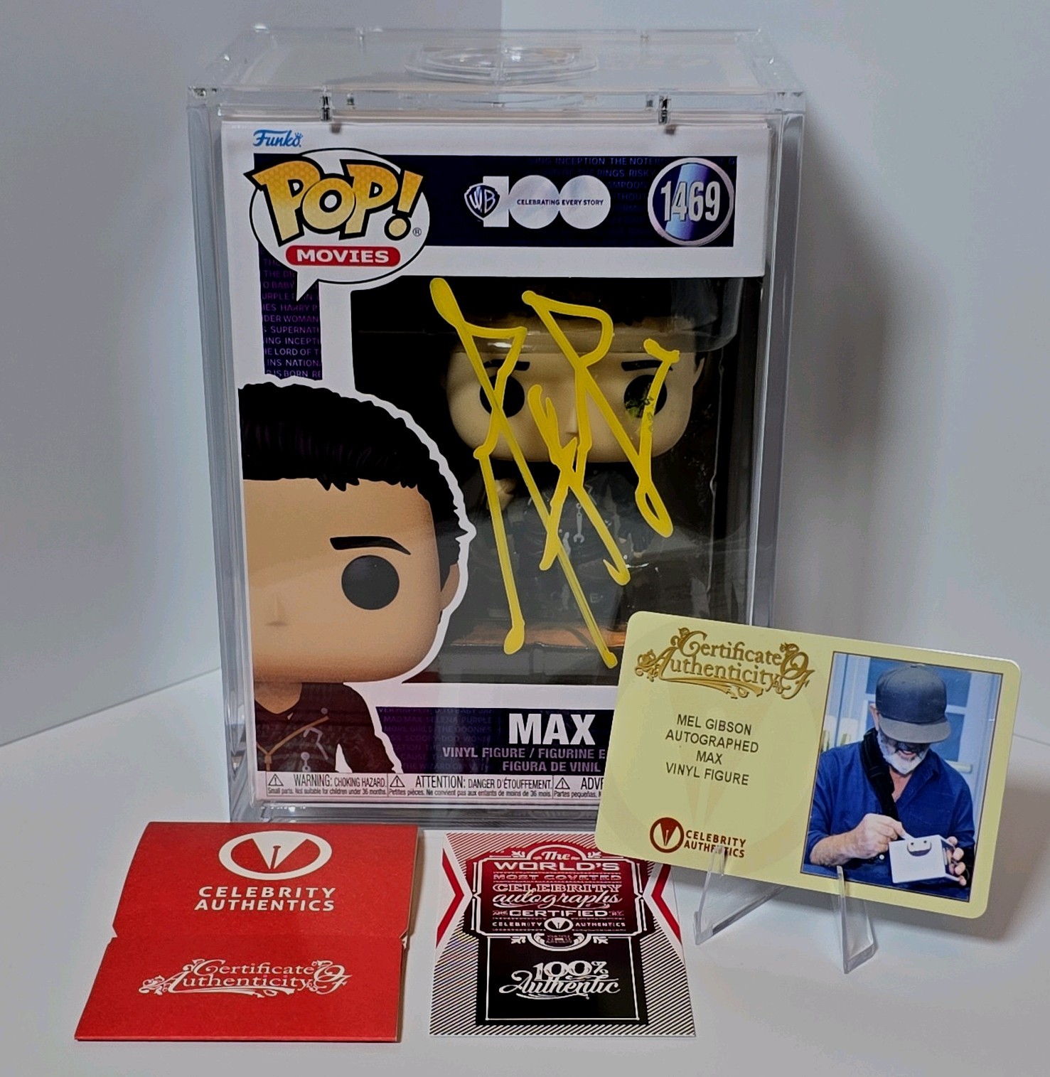 Mel Gibson RARE Autographed WB100 Mad Max POP Vinyl Figure #1469