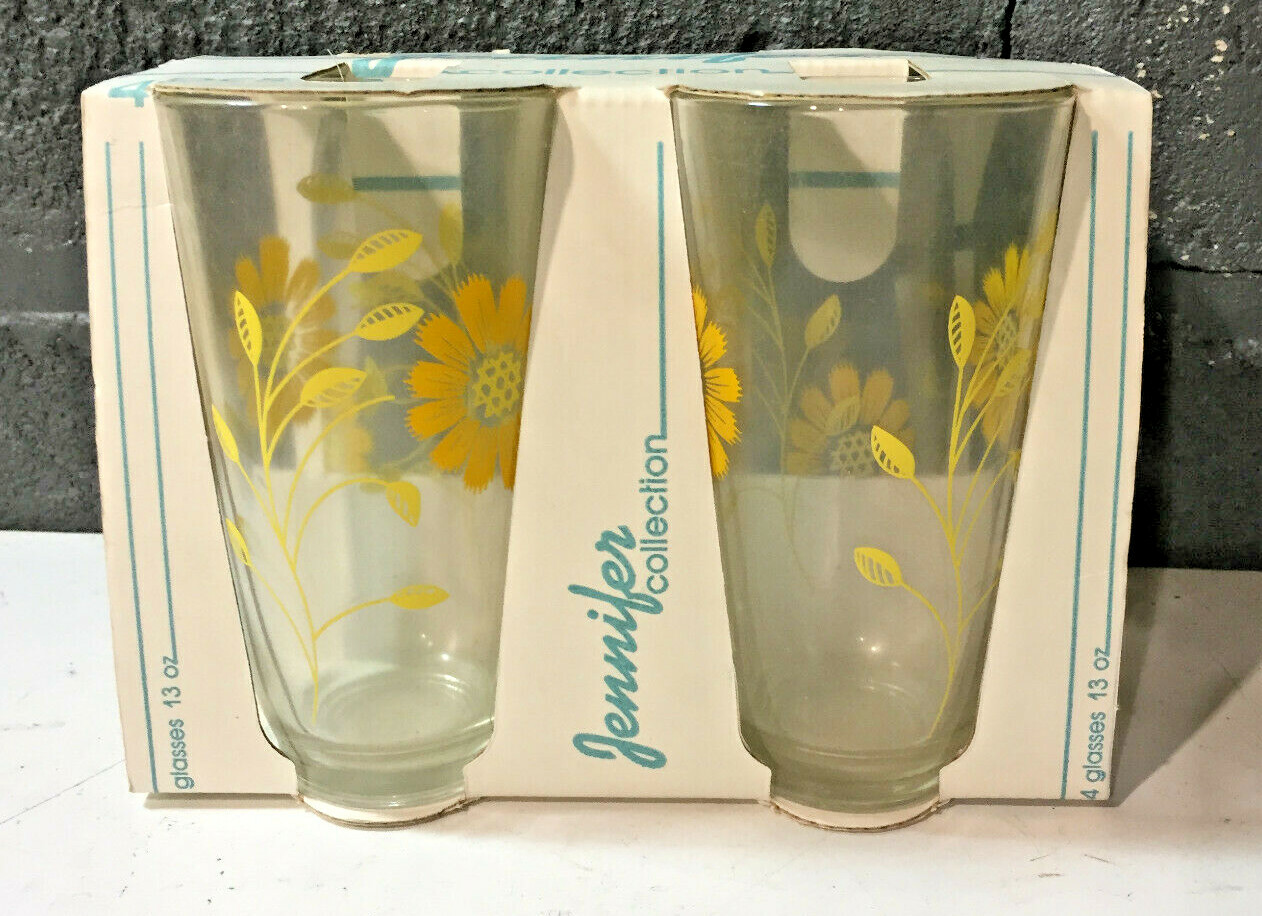 Vintage Jennifer Collection Drinking Glass Tumbler Set of 4 From Brazil 13oz Vintage Jennifer Collection Drinking Glass Tumbler Set of 4 From Brazil 13oz