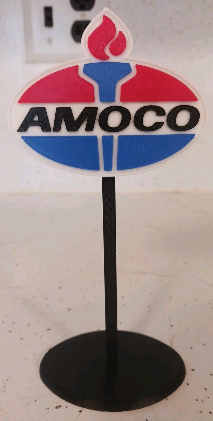 Amoco Gasoline Gas Oil Miniature 3d Printed Sign. 6.5\