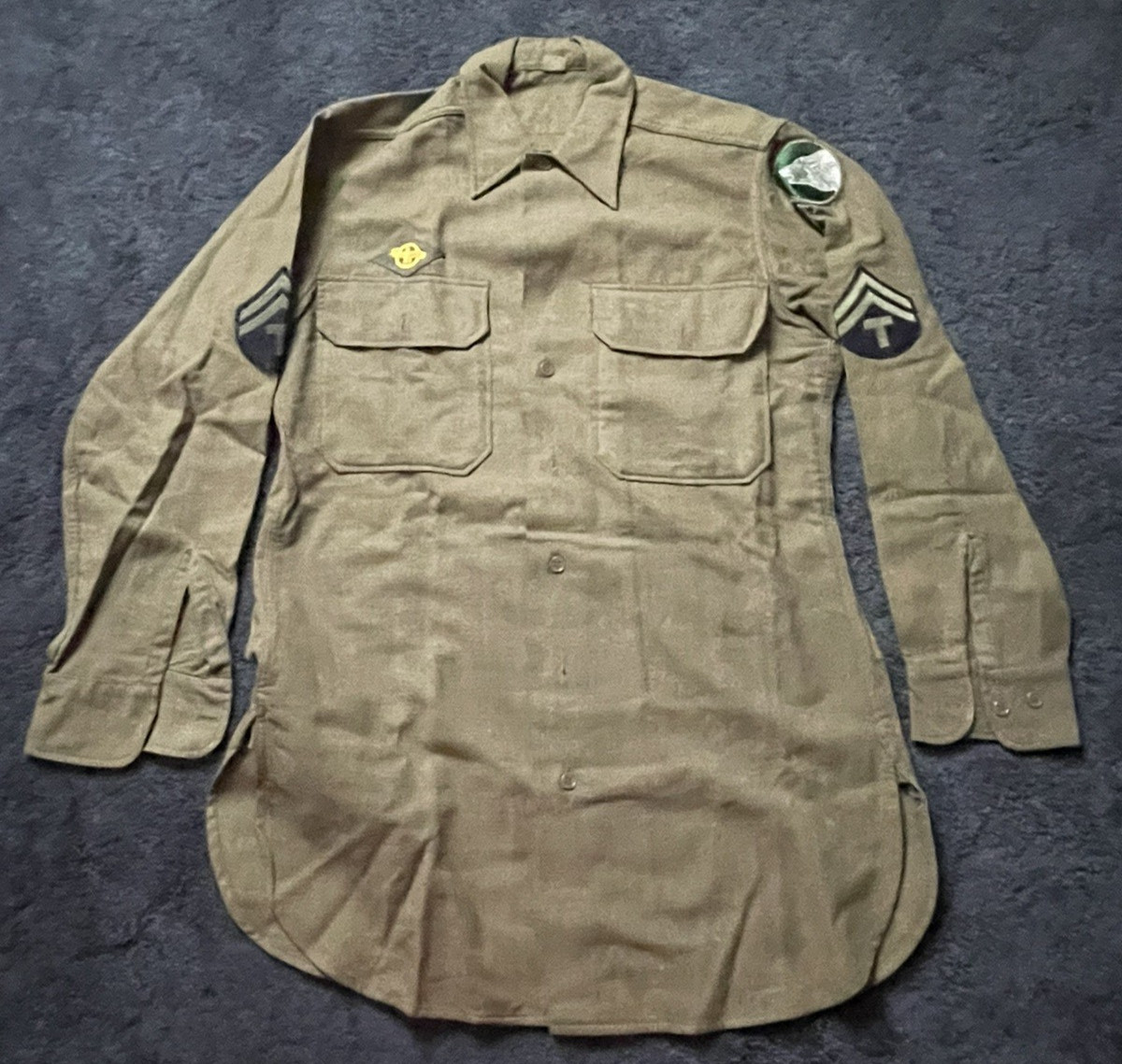Authentic Vintage 1940's WWII US Army Uniform Field Shirt - 14-1/2 x 32