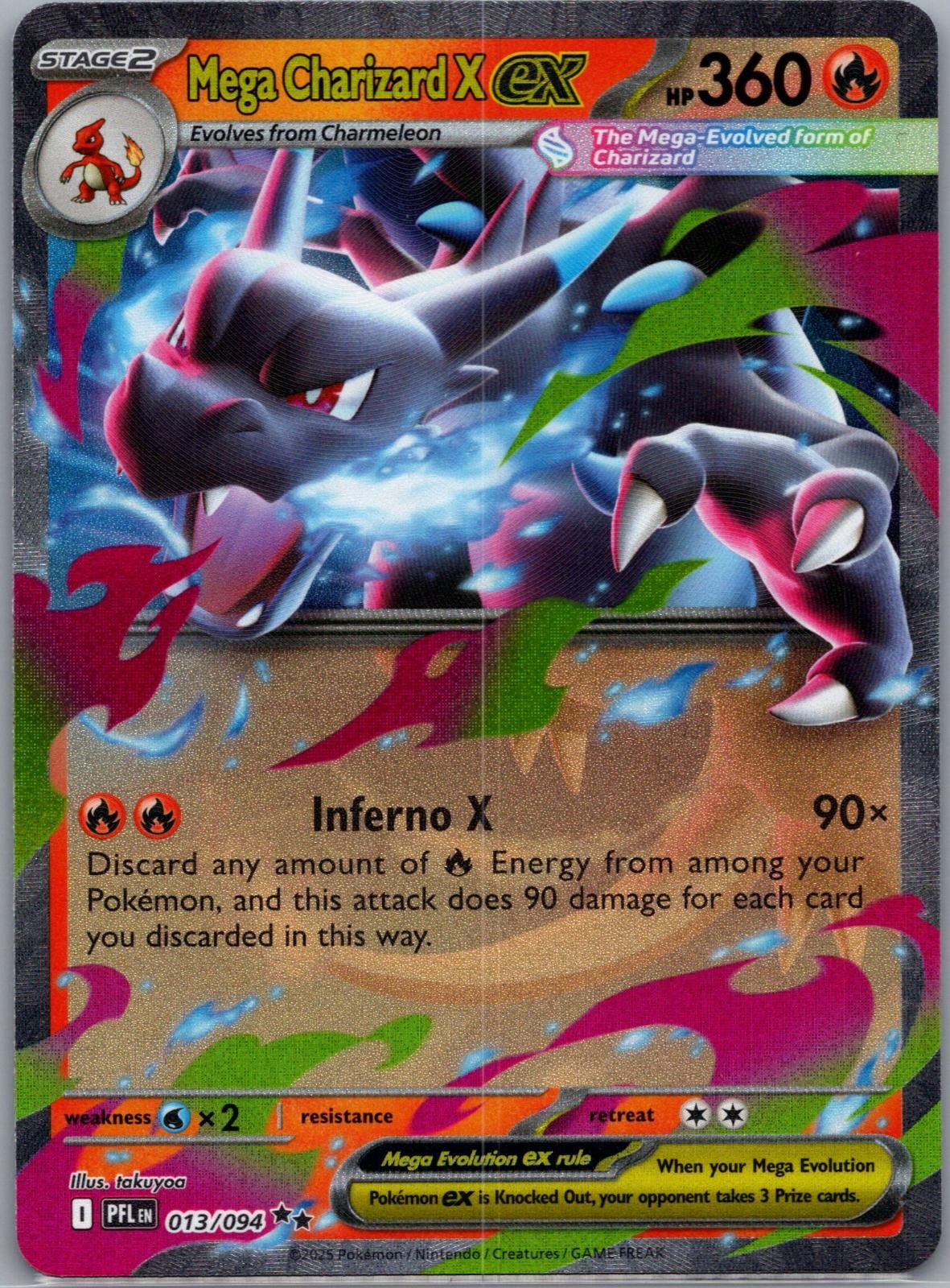 MEGA CHARIZARD X EX 013/094 ULTRA RARE PHANTASMAL FLAMES HOLO NM