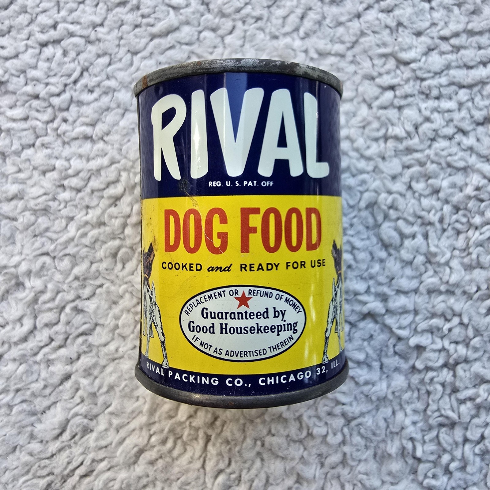 Vintage Rival Dog Food Advertising Can Coin Bank Chicago 32 Good Housekeeping