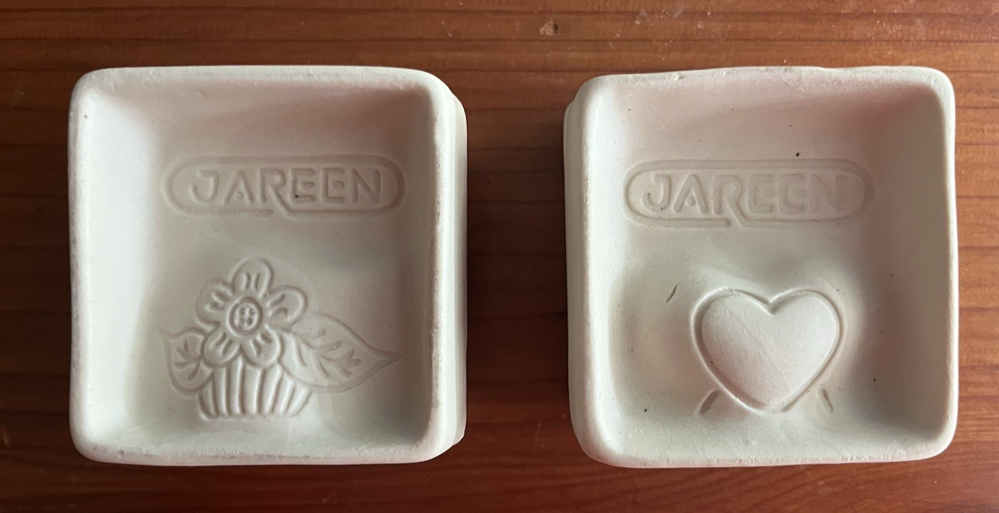 Vintage Chocolate or Butter Mold Jareen Porcelain 2 Sets-- 1 Heart and 1 Flower