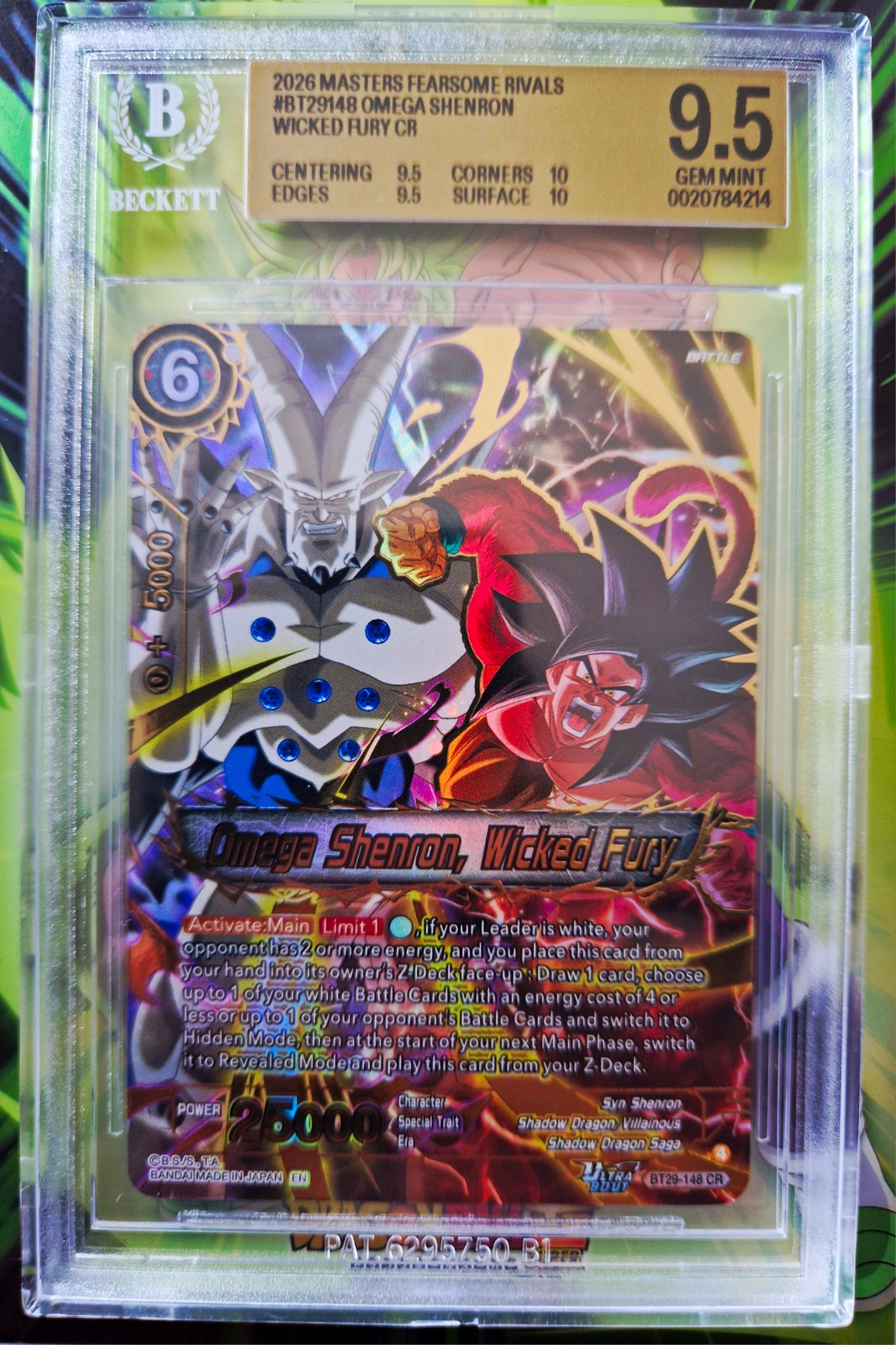 Bandai Omega Shenron, Wicked Fury CR Foil BT29-148 English Beckett 9.5 Bandai Omega Shenron, Wicked Fury CR Foil BT29-148 English Beckett 9.5