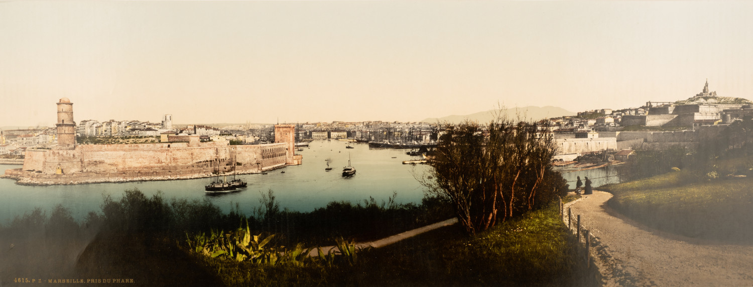 Marseille. Panorama taken from the lighthouse.   photochrome, vintage photochrome 17x4