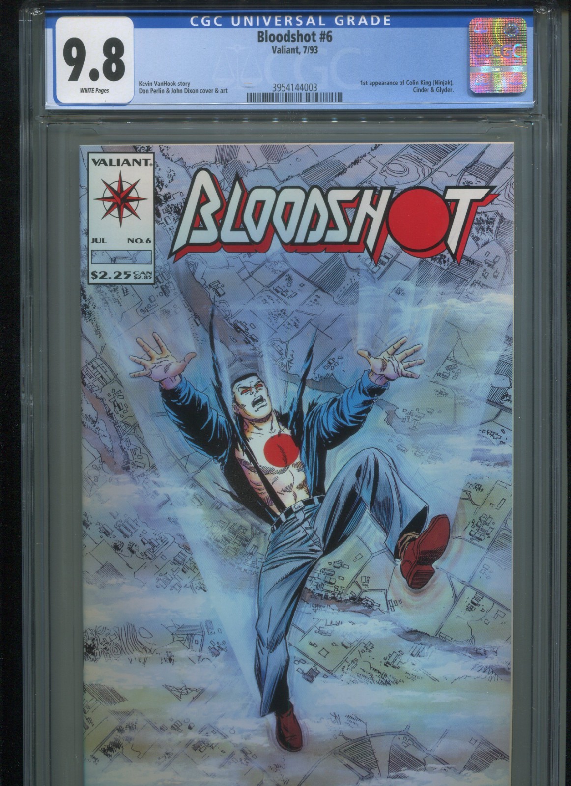BLOODSHOT #6 CGC 9.8 WP V1 VALIANT 1993 1ST NINJAK, CINDER & GLYDER PERFECT