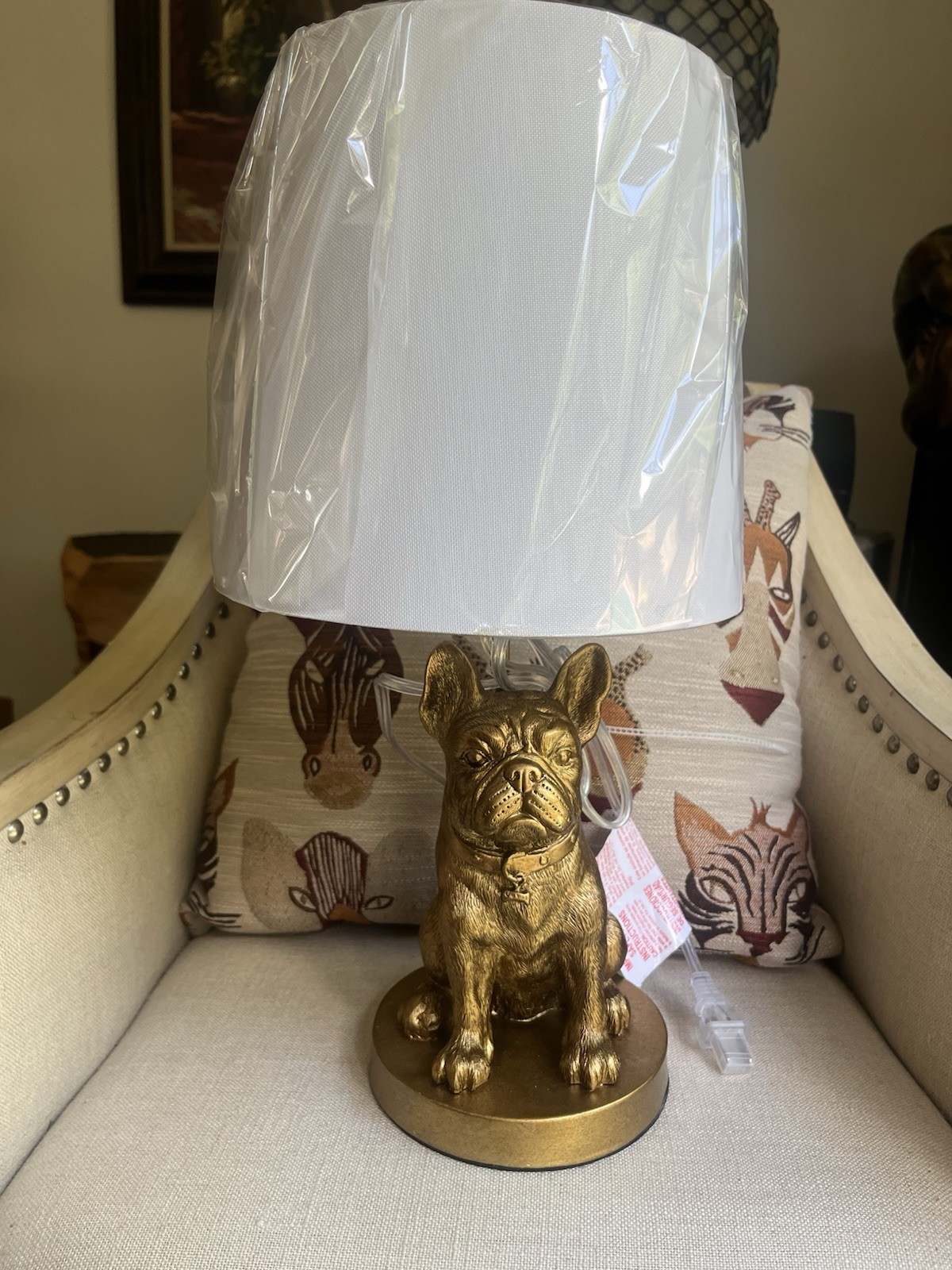New French Bulldog Cute Gold Lamp .Table Lamp