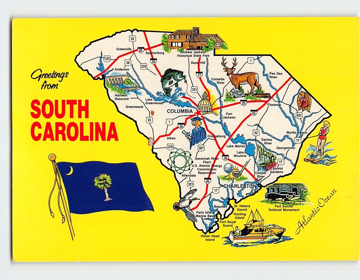 Map & Attractions South Carolina USA F-343379