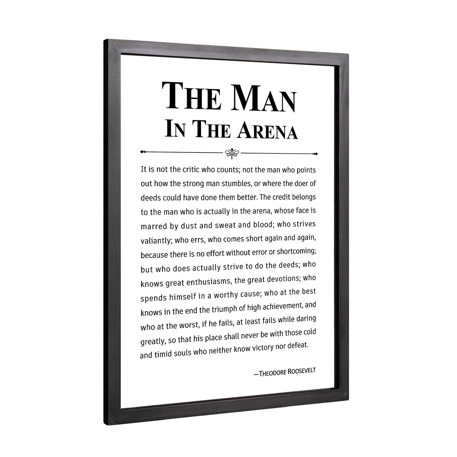 flangairy The Man In The Arena Wall Art Framed, 15.7×11.8 Inch Wooden Motiv