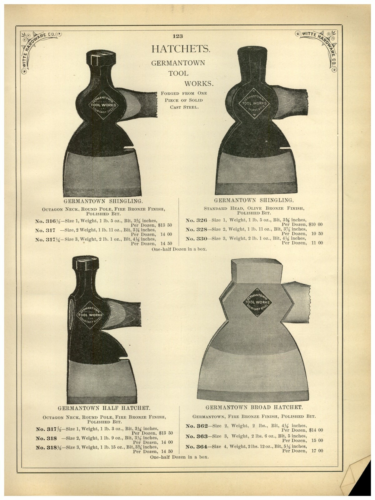 1902 PAPER AD Germantown Tool Hatchet Haines Pattern Underhill Lathing 