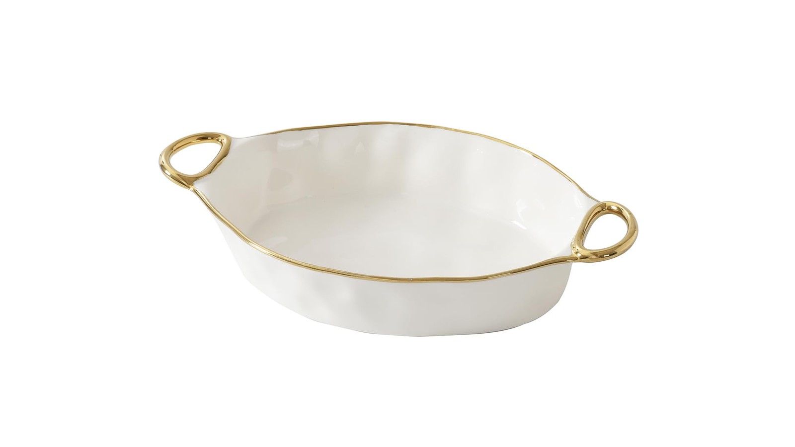 Pampa Bay Oval Baking Dish, Golden Handles, Kitchen, Gift, White/Gold Tone