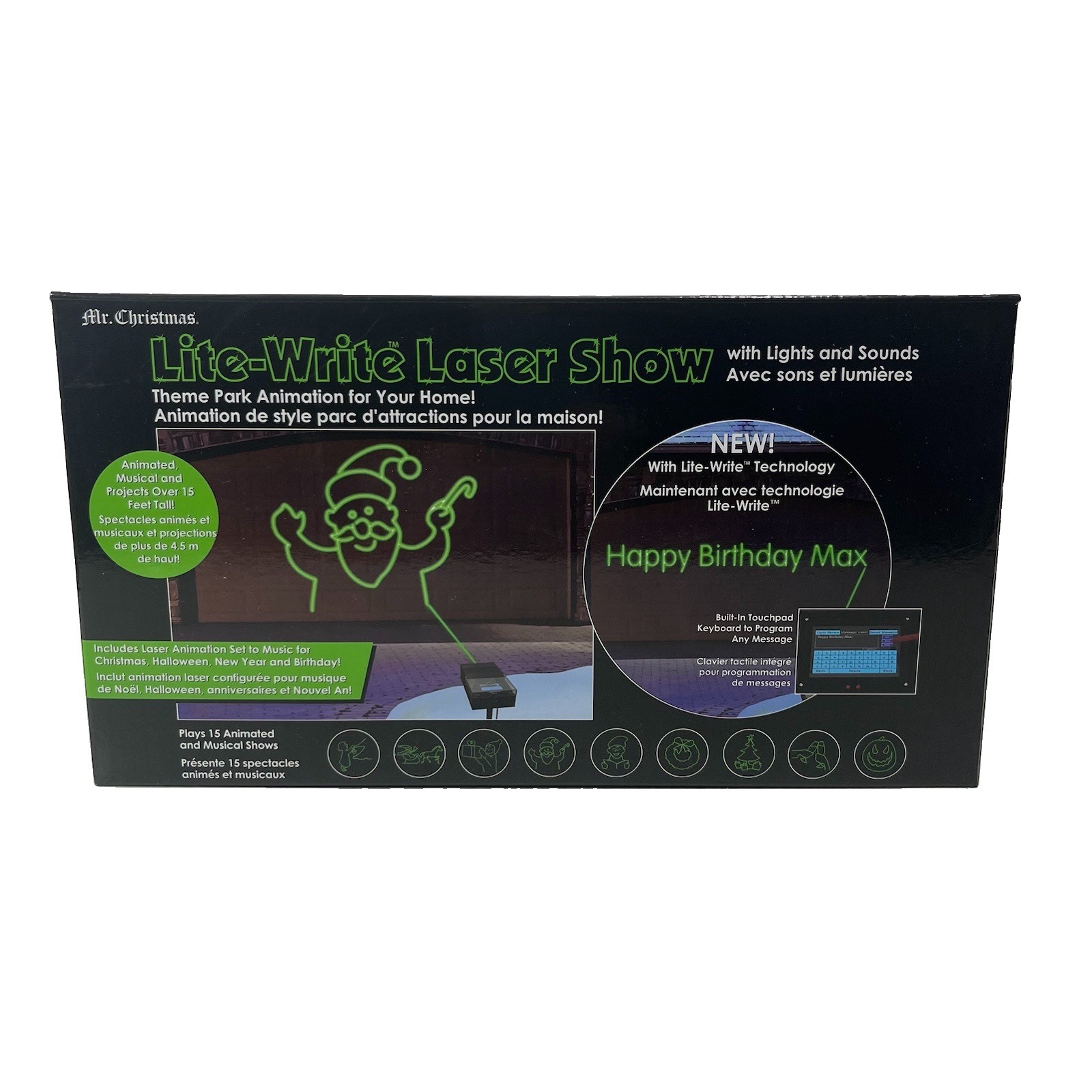 Mr. Christmas Programmable Lite-Write Laser Show Animated Birthday Complete