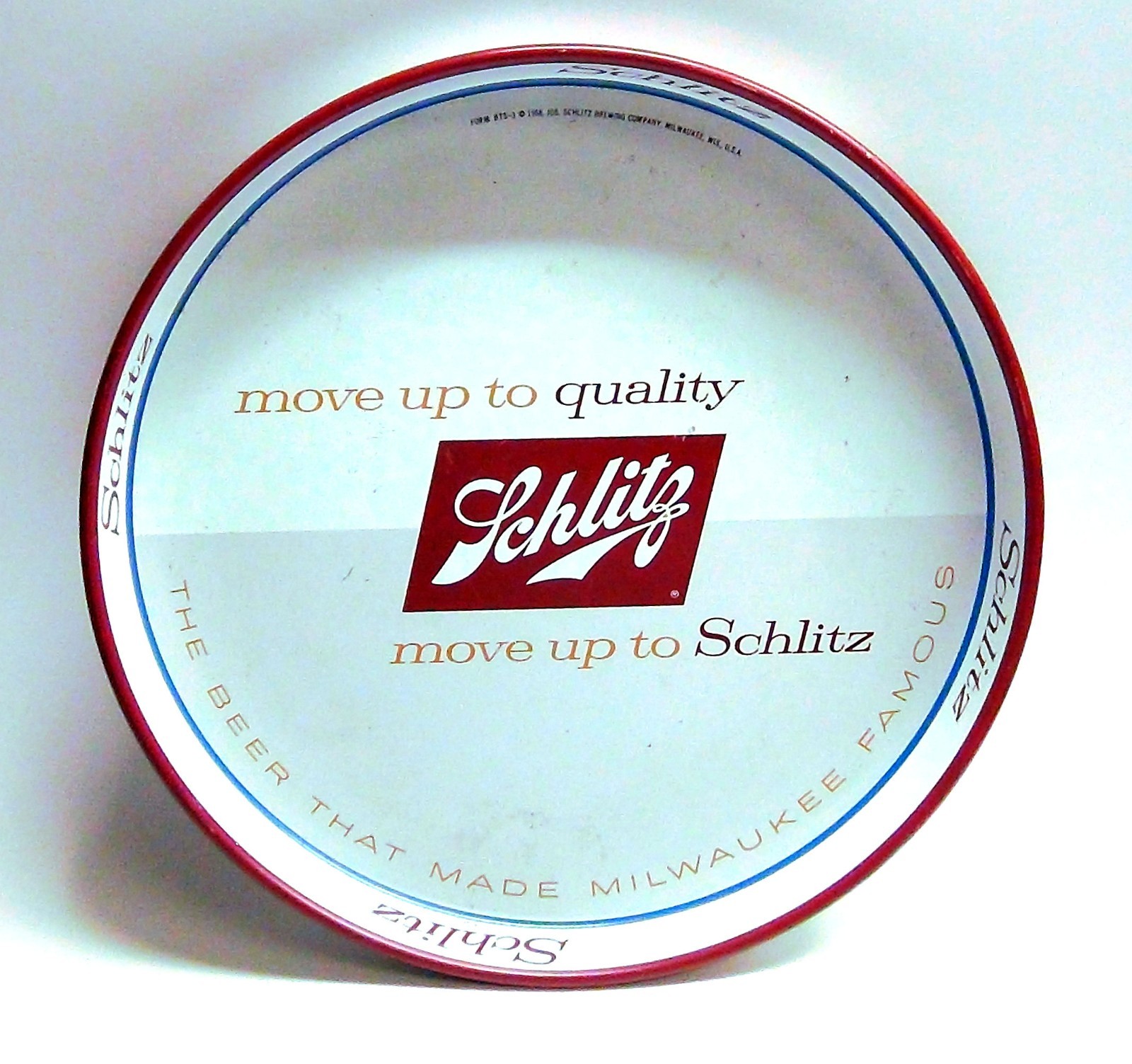 🍺 Vintage Schlitz Beer Metal Serving Tray 12” Classic Script + Wall Hanger