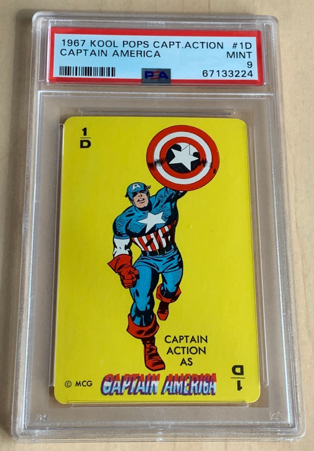 1967 Marvel Kool Pops Captain Action #1D 💎 CAPTAIN AMERICA 💎 PSA 9 💎 (None ^)