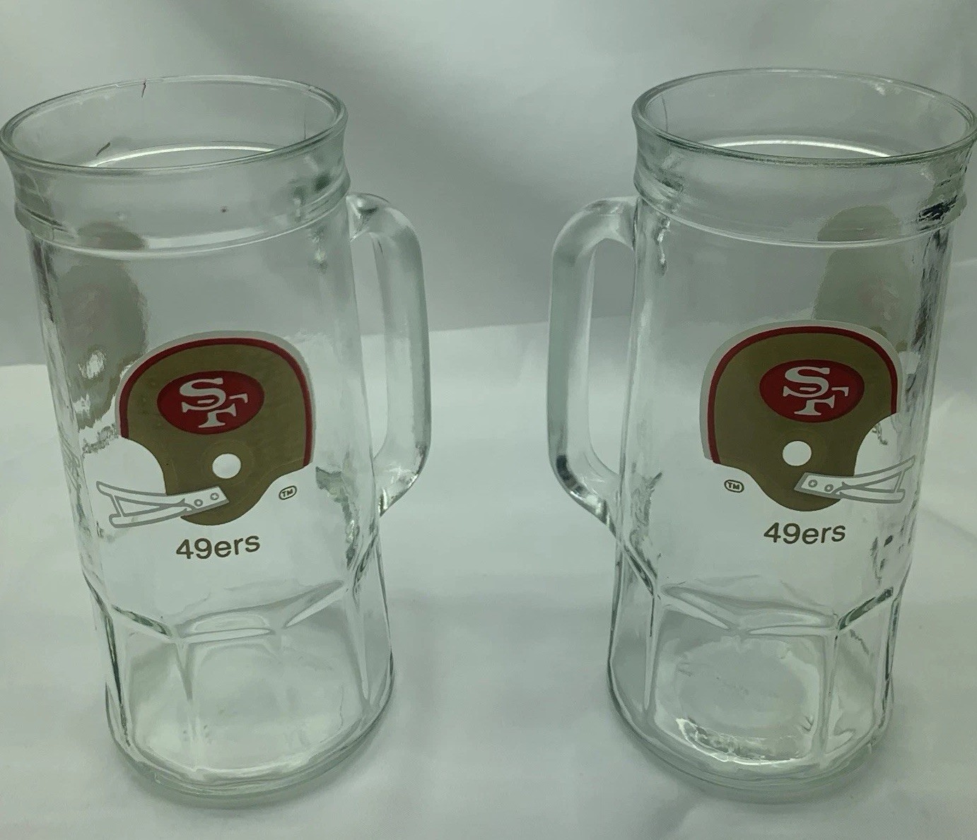 49ers Football Team. 20oz Glass Mug X2 Vintage Fisher Mugs