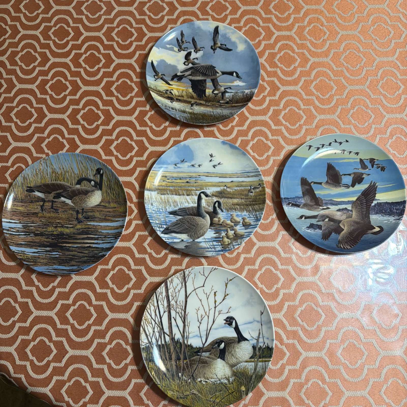 Complete Plate Set Lot of 5 WINGS UPON THE WIND Donald Pentz Canadian Geese