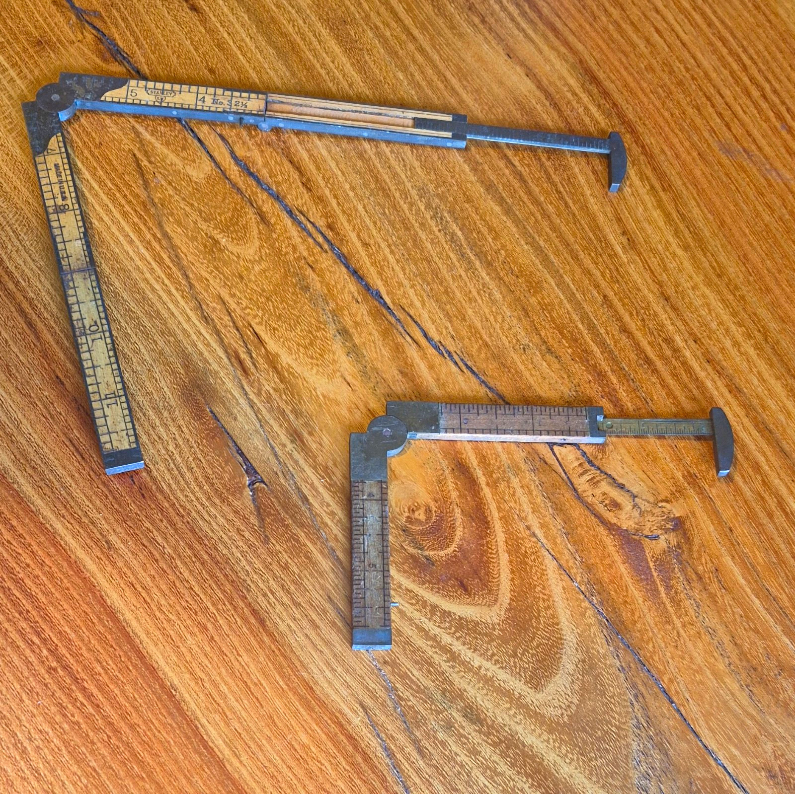 Stanley Vintage Original No. 3 2 1/2 Folding and No. 36 Wooden Rule Lot of 2