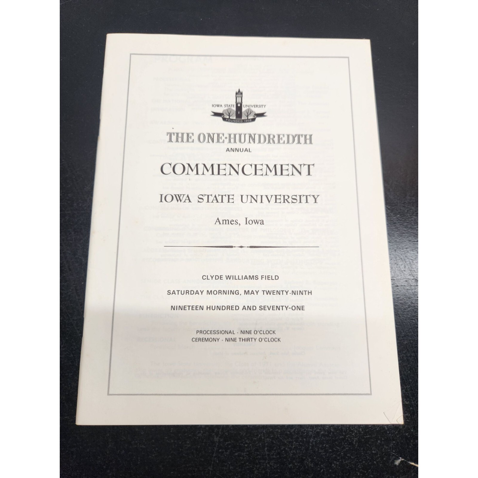 Iowa State University 100th Commencement Program 1971