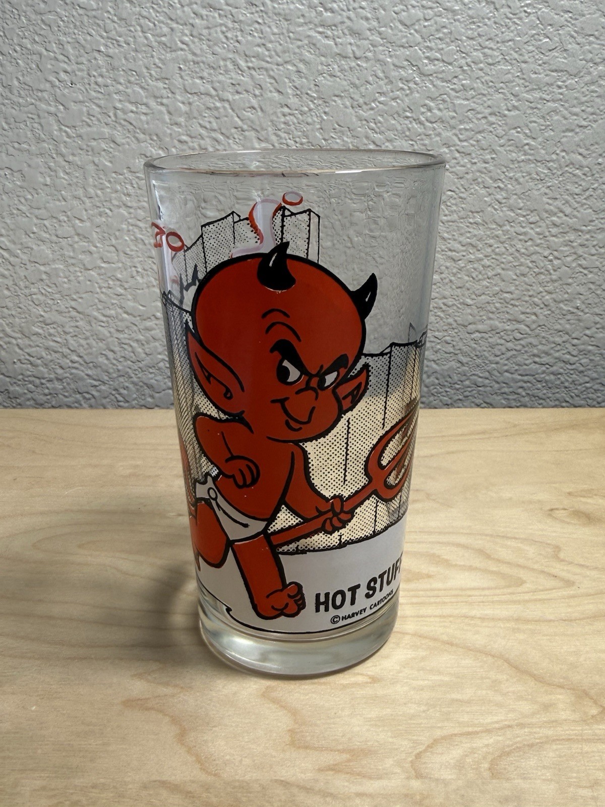 Vintage 1970s HOT STUFF Devil Cartoon Glass Pepsi Collector Series Harvey Comics